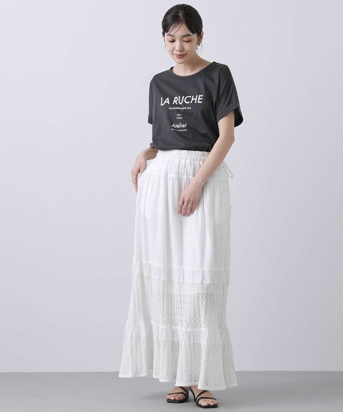 Gready Brilliant(グレディブリリアン)の「LARUCHEクルーネックTシャツ(Tシャツ/カットソー・レディース・オフホワイト/チャコールグレー・38)」の14枚目の写真
