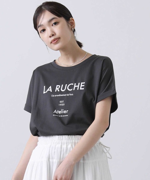 Gready Brilliant(グレディブリリアン)の「LARUCHEクルーネックTシャツ(Tシャツ/カットソー・レディース・オフホワイト/チャコールグレー・38)」の15枚目の写真
