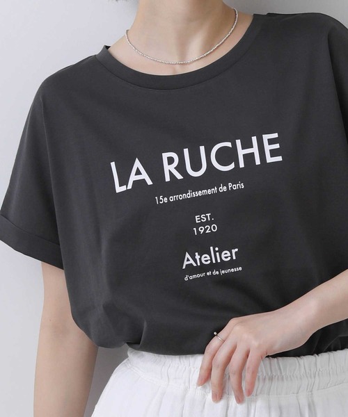 Gready Brilliant(グレディブリリアン)の「LARUCHEクルーネックTシャツ(Tシャツ/カットソー・レディース・オフホワイト/チャコールグレー・38)」の20枚目の写真