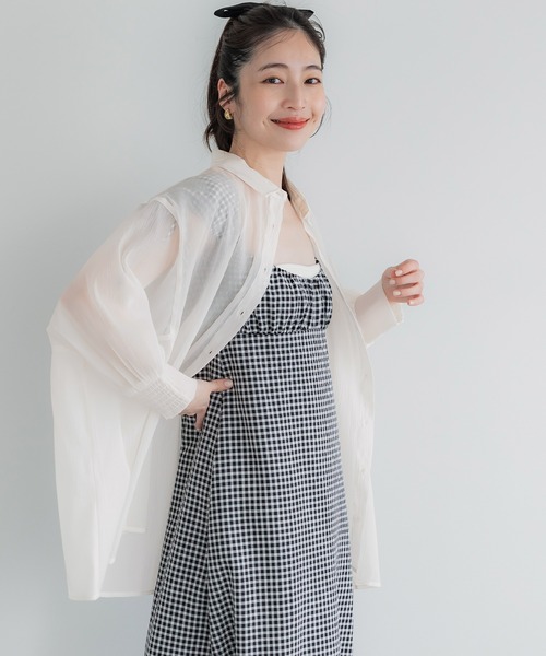 coca(coca)(コカ)の「ふんわりシアーシャツ(シャツ/ブラウス・レディース・ベージュ/グレー/アイボリー/グレイッシュベージュ/ライトブルー/ブラック・S/M/L)」の9枚目の写真