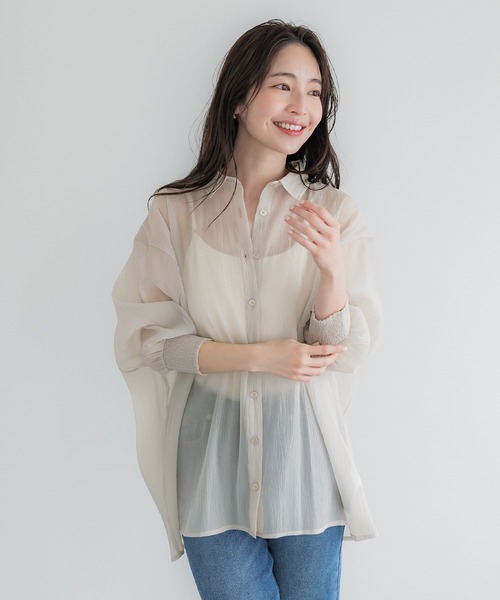 coca(coca)(コカ)の「ふんわりシアーシャツ(シャツ/ブラウス・レディース・ベージュ/グレー/アイボリー/グレイッシュベージュ/ライトブルー/ブラック・S/M/L)」の15枚目の写真