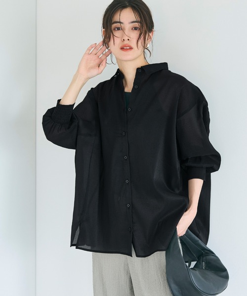 coca(coca)(コカ)の「ふんわりシアーシャツ(シャツ/ブラウス・レディース・ベージュ/グレー/アイボリー/グレイッシュベージュ/ライトブルー/ブラック・S/M/L)」の19枚目の写真