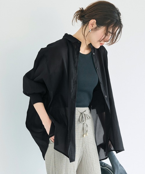 coca(coca)(コカ)の「ふんわりシアーシャツ(シャツ/ブラウス・レディース・ベージュ/グレー/アイボリー/グレイッシュベージュ/ライトブルー/ブラック・S/M/L)」の21枚目の写真