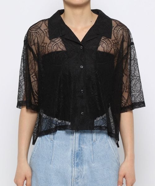 mysty woman(ミスティウーマン)の「レースカイキンショートシャツ 121009(シャツ/ブラウス・レディース・オフホワイト/ブラック・FREE)」の16枚目の写真