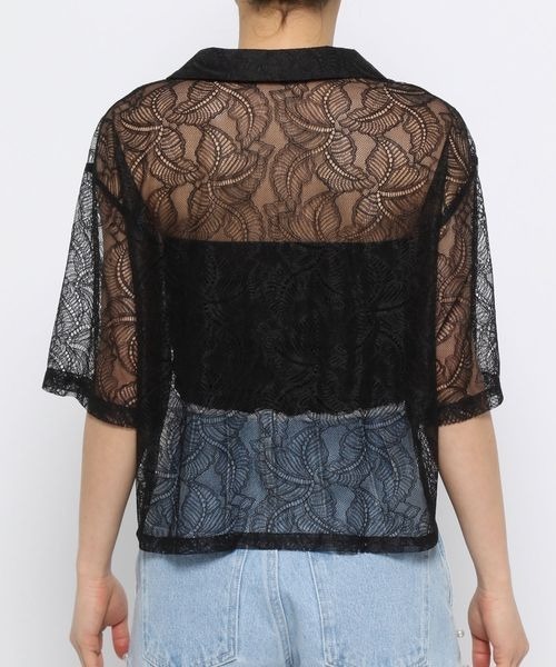 mysty woman(ミスティウーマン)の「レースカイキンショートシャツ 121009(シャツ/ブラウス・レディース・オフホワイト/ブラック・FREE)」の4枚目の写真