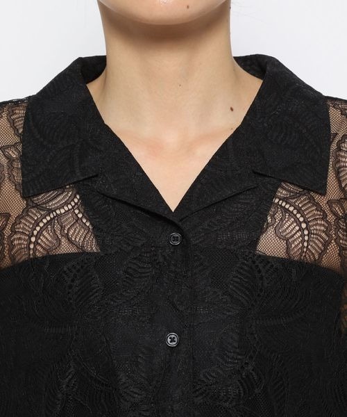 mysty woman(ミスティウーマン)の「レースカイキンショートシャツ 121009(シャツ/ブラウス・レディース・オフホワイト/ブラック・FREE)」の5枚目の写真