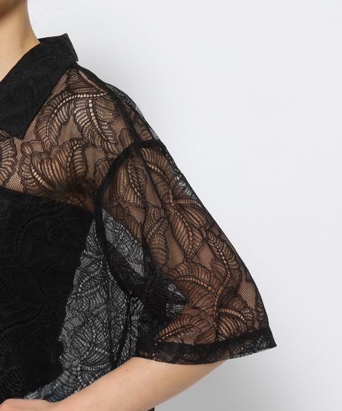 mysty woman(ミスティウーマン)の「レースカイキンショートシャツ 121009(シャツ/ブラウス・レディース・オフホワイト/ブラック・FREE)」の6枚目の写真