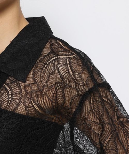 mysty woman(ミスティウーマン)の「レースカイキンショートシャツ 121009(シャツ/ブラウス・レディース・オフホワイト/ブラック・FREE)」の7枚目の写真