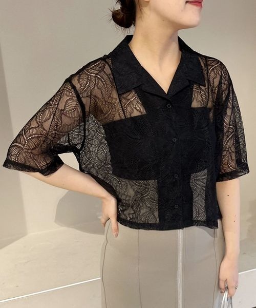 mysty woman(ミスティウーマン)の「レースカイキンショートシャツ 121009(シャツ/ブラウス・レディース・オフホワイト/ブラック・FREE)」の17枚目の写真