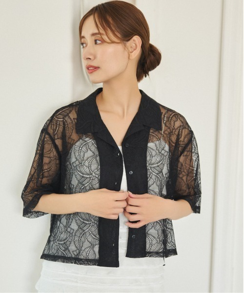 mysty woman(ミスティウーマン)の「レースカイキンショートシャツ 121009(シャツ/ブラウス・レディース・オフホワイト/ブラック・FREE)」の19枚目の写真