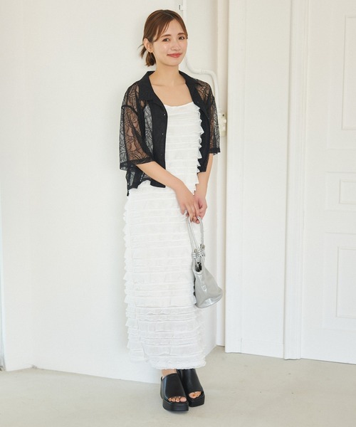 mysty woman(ミスティウーマン)の「レースカイキンショートシャツ 121009(シャツ/ブラウス・レディース・オフホワイト/ブラック・FREE)」の18枚目の写真