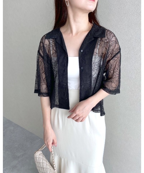 mysty woman(ミスティウーマン)の「レースカイキンショートシャツ 121009(シャツ/ブラウス・レディース・オフホワイト/ブラック・FREE)」の20枚目の写真
