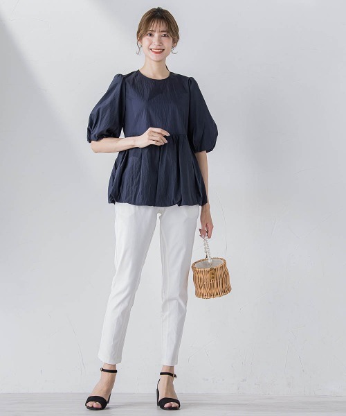 ketty(ケティ)の「シアーオーガンジーペプラムチュニック ≪洗濯機で洗える≫(シャツ/ブラウス・レディース・オフホワイト/ブルー/ネイビー/イエロー・M)」の18枚目の写真
