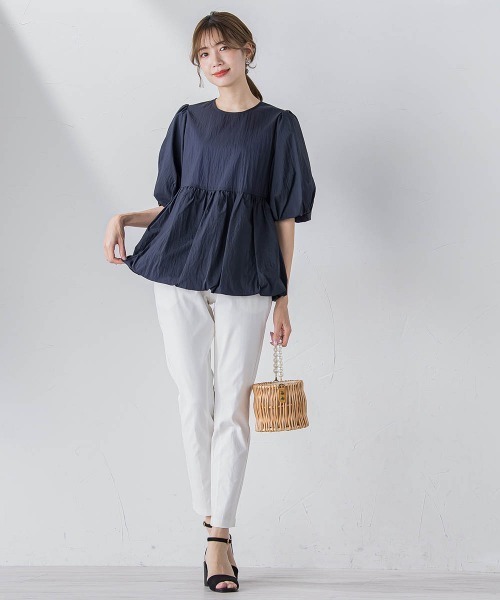 ketty(ケティ)の「シアーオーガンジーペプラムチュニック ≪洗濯機で洗える≫(シャツ/ブラウス・レディース・オフホワイト/ブルー/ネイビー/イエロー・M)」の19枚目の写真