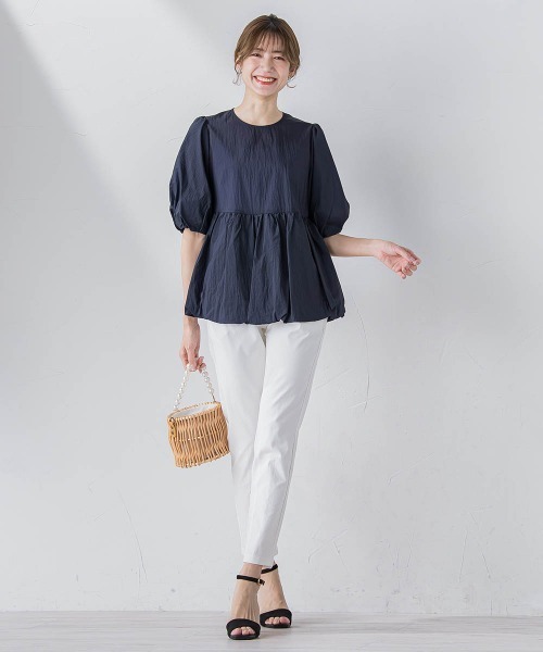 ketty(ケティ)の「シアーオーガンジーペプラムチュニック ≪洗濯機で洗える≫(シャツ/ブラウス・レディース・オフホワイト/ブルー/ネイビー/イエロー・M)」の17枚目の写真