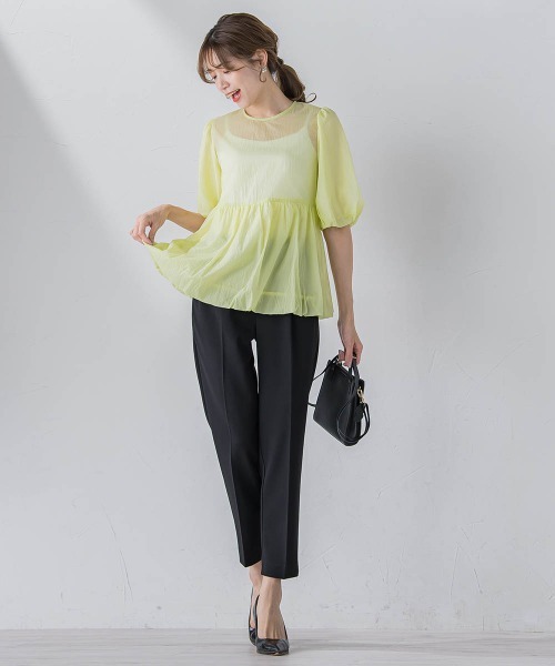 ketty(ケティ)の「シアーオーガンジーペプラムチュニック ≪洗濯機で洗える≫(シャツ/ブラウス・レディース・オフホワイト/ブルー/ネイビー/イエロー・M)」の21枚目の写真