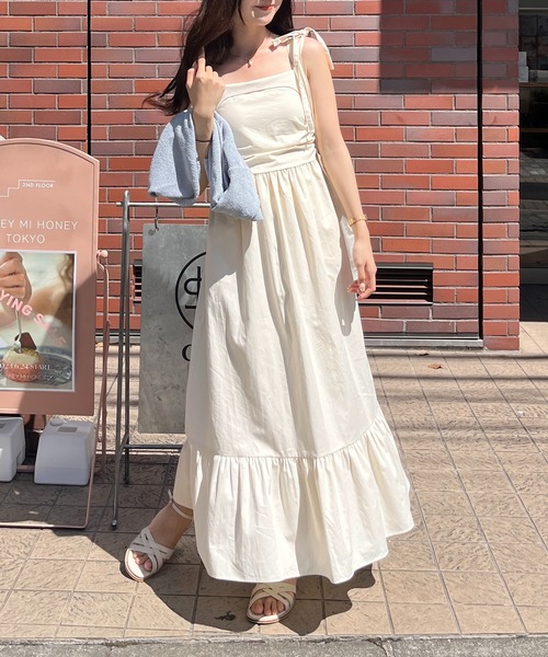 肩リボンフレアキャミワンピ【RL】（ワンピース）｜RiLi（リリ）の