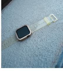 zandy | zandy ズィーアンドワイ /Apple Watch ケース&ベルトセット マットタイプ【ストーン付きメッキケース】 アップルウォッチカバー& オーロラクリアバンド /// set10(デジタル腕時計)