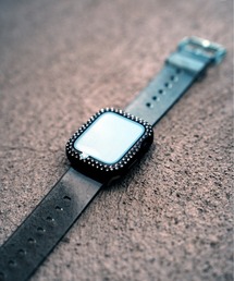 zandy ズィーアンドワイ /Apple Watch ケース&ベルトセット マットタイプ【ストーン付きメッキケース】 アップルウォッチカバー& オーロラクリアバンド // set10