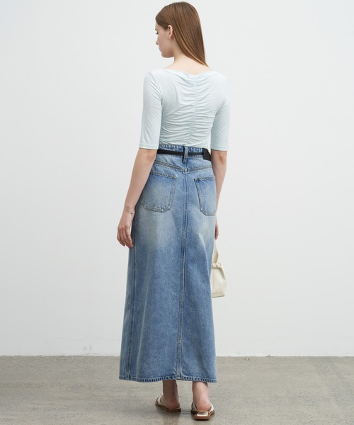 ELOOPS（イーループス）の「【ELOOPS】フロントボタンデニムミディスカート（デニムスカート・レディース・ブルー・M/S/L）」の9枚目の写真