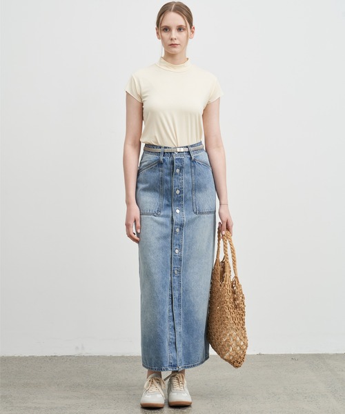 ELOOPS（イーループス）の「【ELOOPS】フロントボタンデニムミディスカート（デニムスカート・レディース・ブルー・M/S/L）」の5枚目の写真