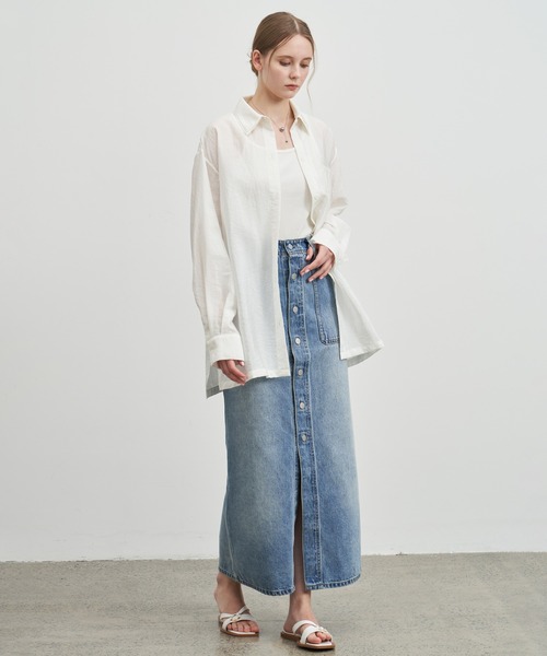 希少 90s フランス製 アニエスベー フロントボタンデニムスカート 36 agnes b. - 希少 90s フランス製 アニエスベー フロントボタン
