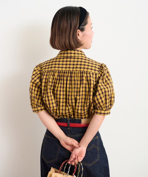 CHILD WOMAN（チャイルドウーマン）の「☆パフ袖チェックブラウス（シャツ/ブラウス・レディース・イエロー/グリーン・FREE）」の4枚目の写真