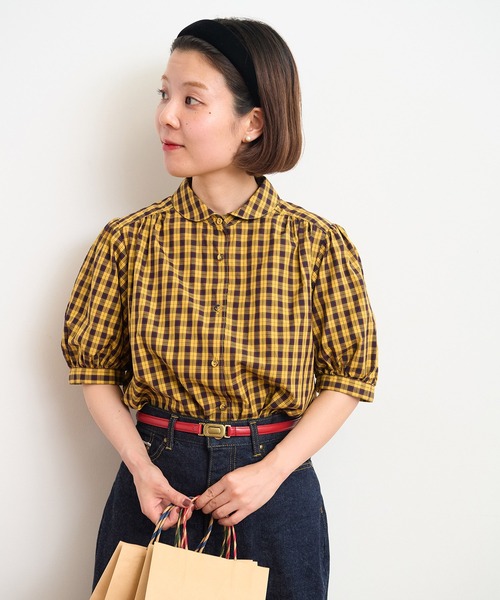 CHILD WOMAN（チャイルドウーマン）の「☆パフ袖チェックブラウス（シャツ/ブラウス・レディース・イエロー/グリーン・FREE）」の3枚目の写真