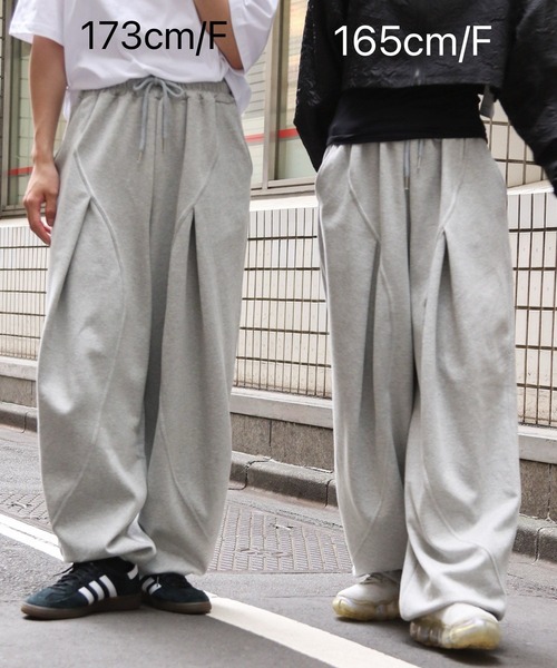 3.3 Field Trip （3.3フィールドトリップ）の「3.3 Field Trip／ピンタックパンツ（ウラケ）（スウェットパンツ・メンズ・グレー/ブラック・FREE）」の2枚目の写真