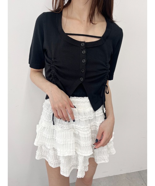 EUCHRONIA ユークロニア レースショートスリーブトップス セール】【PHILLY】サイドドロストショートスリーブトップス（T