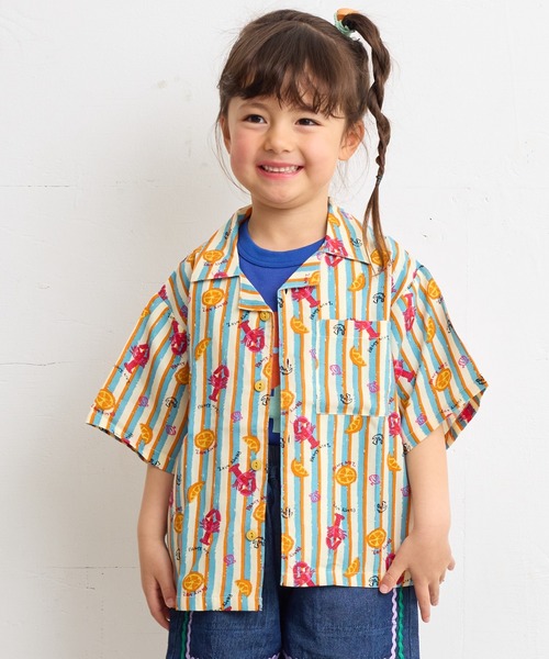 BIG FIELD（ビッグフィールド）の「総柄オープンカラーシャツ（90～150cm）（シャツ/ブラウス・キッズ・チャコール/ネイビー/レッド/ライトブルー・90/100/110/120/130/140/150）」の2枚目の写真