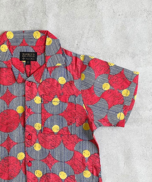 BIG FIELD（ビッグフィールド）の「総柄オープンカラーシャツ（90～150cm）（シャツ/ブラウス・キッズ・チャコール/ネイビー/レッド/ライトブルー・90/100/110/120/130/140/150）」の5枚目の写真