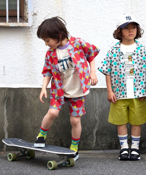 BIG FIELD（ビッグフィールド）の「総柄オープンカラーシャツ（90～150cm）（シャツ/ブラウス・キッズ・チャコール/ネイビー/レッド/ライトブルー・90/100/110/120/130/140/150）」の13枚目の写真