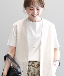 5分袖リブニットプルオーバー