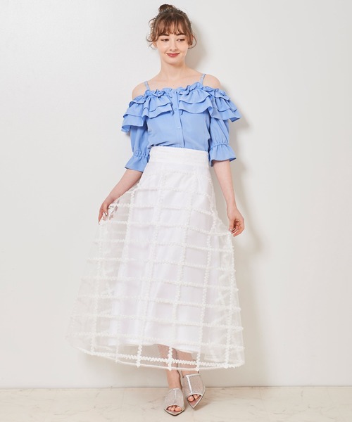 31 Sons de mode(トランテアン ソン ドゥ モード)の「チェックチュールスカート(スカート・レディース・ピンク/ブラック/オフホワイト・36/38)」の4枚目の写真