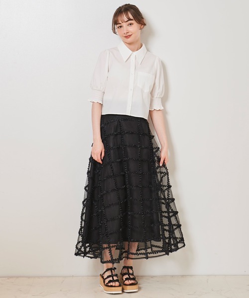 31 Sons de mode(トランテアン ソン ドゥ モード)の「チェックチュールスカート(スカート・レディース・ピンク/ブラック/オフホワイト・36/38)」の10枚目の写真