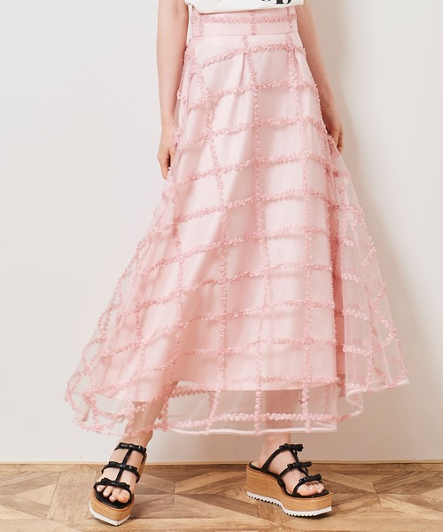 31 Sons de mode(トランテアン ソン ドゥ モード)の「チェックチュールスカート(スカート・レディース・ピンク/ブラック/オフホワイト・36/38)」の21枚目の写真