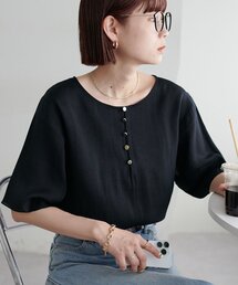 【10色展開/WEB限定】前後2WAYシアー金ボタンプルオーバー