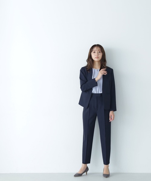 NATURAL BEAUTY BASIC(ナチュラルビューティーベーシック)の「◇<Peストレッチツイルセットアップ>ノーカラージャケット(ノーカラージャケット・レディース・ネイビー/チャコールグレー・LARGE/MEDIUM/SMALL)」の6枚目の写真