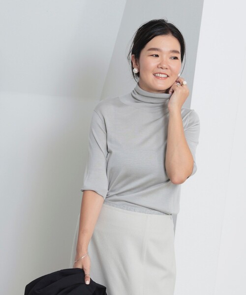 ニット セーター シルク ハーフスリーブ タートルネック ニット レディース Demi-Luxe BEAMS ニット セーター シルク ハーフスリーブ
