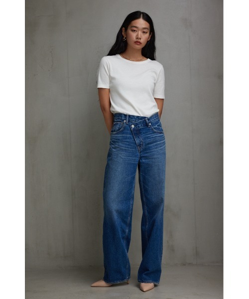 AZUL by moussy(アズールバイマウジー)の「AZUL DENIM/オーバーラップデニム(デニムパンツ・レディース・ブルー/ライトブラック・MEDIUM/SMALL)」の9枚目の写真