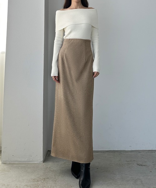 ELLIE ヘリンボーンスカート セール】 ヘリンボーンループツイード Iライン スカート （ミニ・ひざ