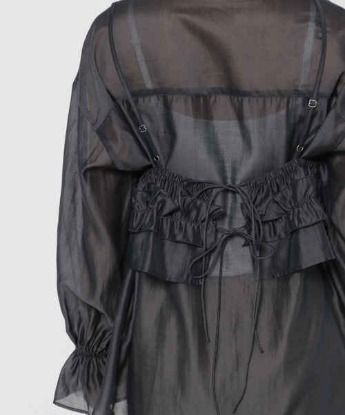 mysty woman（ミスティウーマン）の「フリルキャミSETシアーシャツ　135592（シャツ/ブラウス・レディース・グリーン/チャコールグレー/オフホワイト・FREE）」の18枚目の写真