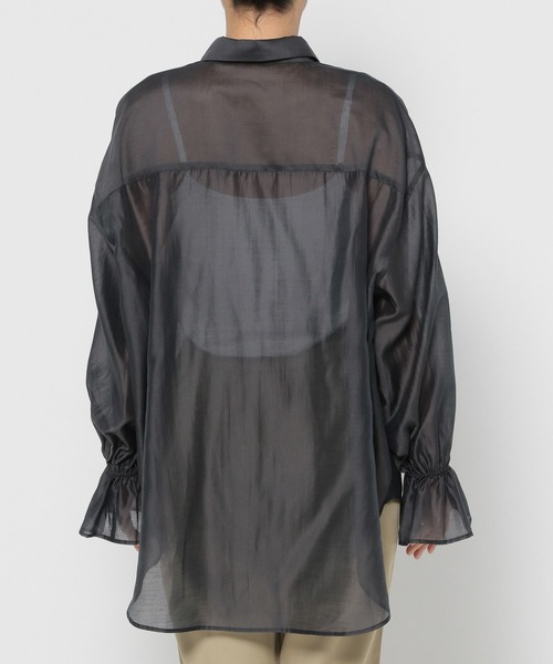 mysty woman（ミスティウーマン）の「フリルキャミSETシアーシャツ　135592（シャツ/ブラウス・レディース・グリーン/チャコールグレー/オフホワイト・FREE）」の15枚目の写真