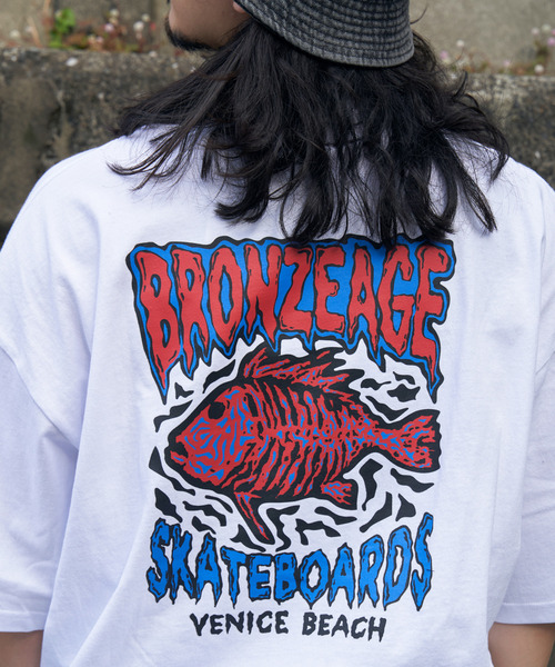 レアbronzeageブロンズエイジラスタカラービッグプリントTシャツスケーター BRONZE AGE AGE/ブロンズエイジ Tシャツ メンズ 半袖 ポケット