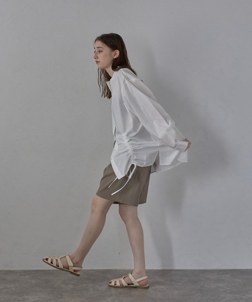 MINERTE(ミネルテ)の「【MINERTE】front ribbon shirt / フロントギャザーリボンシャツ(シャツ/ブラウス・レディース・ベージュ/ライトイエロー/オフホワイト/チャコールグレー・FREE)」の7枚目の写真