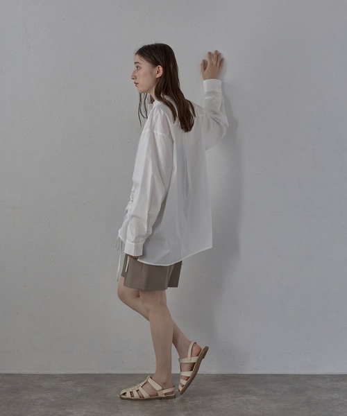 MINERTE(ミネルテ)の「【MINERTE】front ribbon shirt / フロントギャザーリボンシャツ(シャツ/ブラウス・レディース・ベージュ/ライトイエロー/オフホワイト/チャコールグレー・FREE)」の8枚目の写真