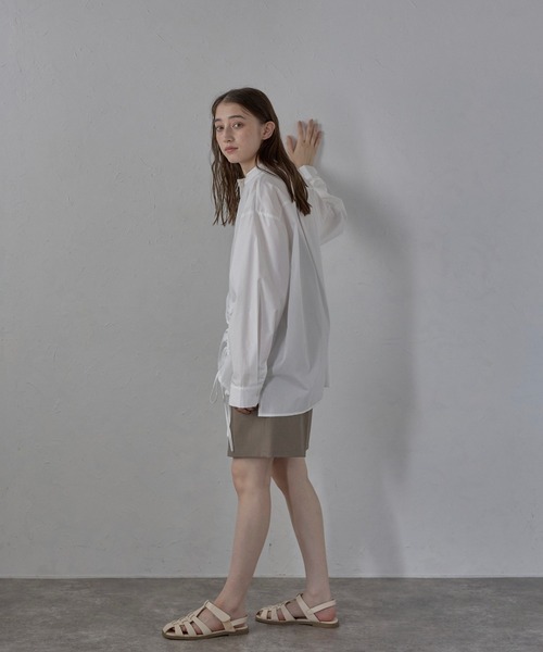 MINERTE(ミネルテ)の「【MINERTE】front ribbon shirt / フロントギャザーリボンシャツ(シャツ/ブラウス・レディース・ベージュ/ライトイエロー/オフホワイト/チャコールグレー・FREE)」の9枚目の写真