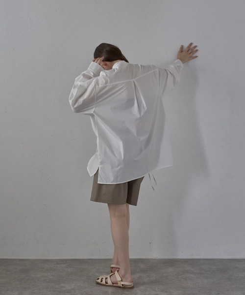 MINERTE(ミネルテ)の「【MINERTE】front ribbon shirt / フロントギャザーリボンシャツ(シャツ/ブラウス・レディース・ベージュ/ライトイエロー/オフホワイト/チャコールグレー・FREE)」の10枚目の写真