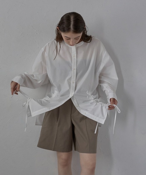 MINERTE(ミネルテ)の「【MINERTE】front ribbon shirt / フロントギャザーリボンシャツ(シャツ/ブラウス・レディース・ベージュ/ライトイエロー/オフホワイト/チャコールグレー・FREE)」の15枚目の写真